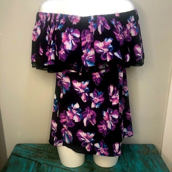 Addition Elle Michel Studio Floral Off the Shoulder Blouse Size 14 - Picture 2 of 10